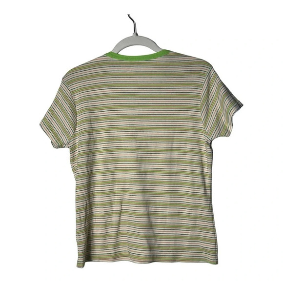 1942. VINTAGE BASIC EDITION SHORT SLEEVE T-SHIRT SIZE MEDIUM STRIPES GREEN/WHITE - Picture 5 of 7